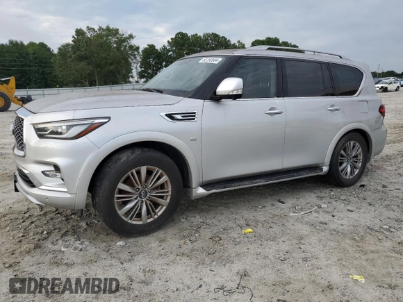 2018 Infiniti QX80 with VIN JN8AZ2NE6J9191550, listed as a Copart auction lot 62253904 with 75,841 mi miles and Salvage Title. Bid and sale history available at carsss.com. Image 1.
