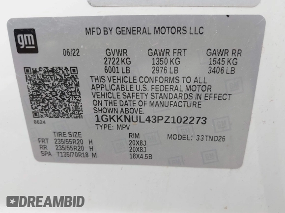 2023 GMC Acadia SLT with VIN 1GKKNUL43PZ102273, listed as a IAAI auction lot 42470568 with 24,161 mi miles and . Bid and sale history available at DreamBid. Image 9.