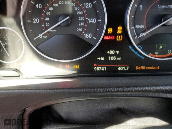 2017 BMW 3 Series 328d xDrive with VIN WBA8J1C35HA018332, listed as a Copart auction lot 56488104 with 98,741 mi miles and Salvage title. Bid and sale history available at DreamBid. Image 9.