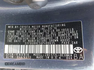 2016 Toyota Corolla L z VIN 5YFBURHE5GP480635, wystawiony jako IAAI lot #42512453 z przebiegiem 122 481 mil mil oraz . Historia ofert i sprzedaży dostępna na DreamBid. Obrazek 9.