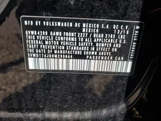 2017 Volkswagen Jetta Sport with VIN 3VWD17AJ6HM299644, listed as a Copart auction lot 57239365 with 100,067 mi miles and Salvage title. Bid and sale history available at DreamBid. Image 12.