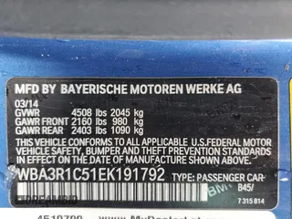 2014 BMW 4 Series 435i with VIN WBA3R1C51EK191792, listed as a Copart auction lot 89140125 with 143,807 mi miles and Salvage Title. Bid and sale history available at carsss.com. Image 12.