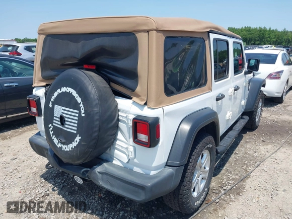 2019 Jeep Wrangler Unlimited Sport S with VIN 1C4HJXDN2KW508341, listed as a IAAI auction lot 42286619 with 49,410 mi miles and . Bid and sale history available at DreamBid. Image 4.