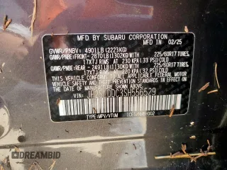 2025 Subaru Forester Premium with VIN JF2SLDDC3SH556529, listed as a Copart auction lot 65522405 with Not provided miles and Salvage title. Bid and sale history available at DreamBid. Image 12.