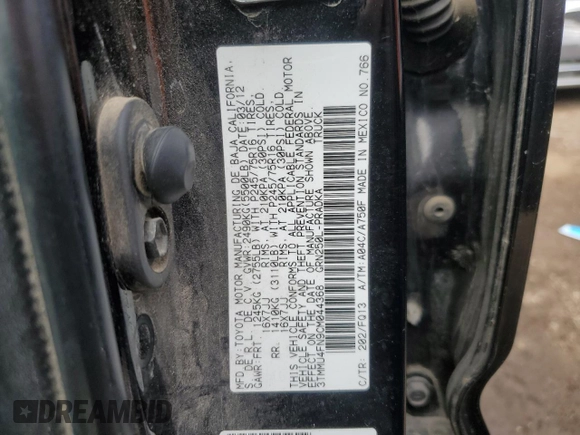 2012 Toyota Tacoma with VIN 3TMMU4FN9CM044368, listed as a Copart auction lot 50630755 with 238,267 mi miles and Salvage title. Bid and sale history available at DreamBid. Image 12.