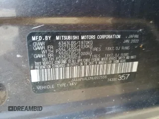 2022 Mitsubishi Outlander SE with VIN JA4APVAU2NU007556, listed as a Copart auction lot 88945175 with 108,511 mi miles and Salvage title. Bid and sale history available at DreamBid. Image 13.