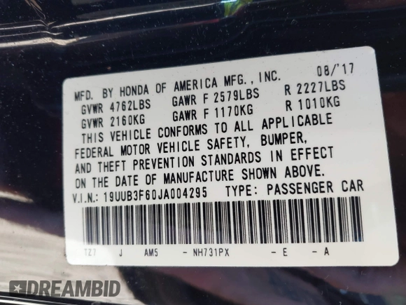 2018 Acura TLX w/A-SPEC Pkg with VIN 19UUB3F60JA004295, listed as a IAAI auction lot 40900343 with 48,264 mi miles. Bid and sale history available at carsss.com. Image 9.