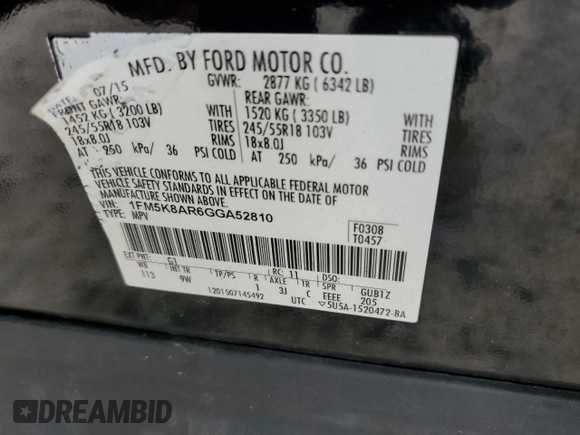 2016 Ford Utility Police Interceptor with VIN 1FM5K8AR6GGA52810, listed as a Copart auction lot 67097654 with 105,562 mi miles and Salvage Title. Bid and sale history available at carsss.com. Image 13.