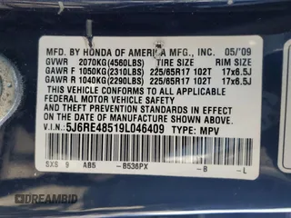 2009 Honda CR-V EX with VIN 5J6RE48519L046409, listed as a Copart auction lot 48532235 with 119,204 mi miles and Salvage Title. Bid and sale history available at carsss.com. Image 13.