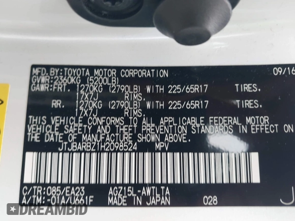 2017 Lexus NX with VIN JTJBARBZ1H2098524, listed as a IAAI auction lot 41934822 with 48,190 mi miles. Bid and sale history available at carsss.com. Image 9.