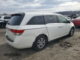 2017 Honda Odyssey EX-L with VIN 5FNRL5H68HB024712, listed as a Copart auction lot 46572565 with 104,917 mi miles and Salvage Title. Bid and sale history available at DreamBid. Image 3.