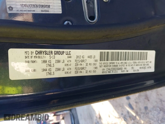 2014 Jeep Compass Latitude with VIN 1C4NJCEB3ED560058, listed as a IAAI auction lot 41470125 with 116,319 mi miles. Bid and sale history available at carsss.com. Image 9.