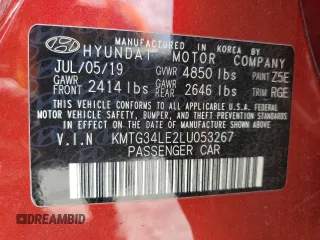 2020 Genesis G70 3.3T с VIN KMTG34LE2LU053267, выставлен на аукционе Copart как лот 51118135 с пробегом 34 555 миль миль и Списание • Salvage title. История ставок и продаж доступна на DreamBid. Изображение 12.