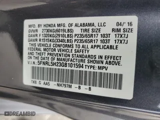 2016 Honda Odyssey LX with VIN 5FNRL5H23GB101594, listed as a Copart auction lot 50842505 with 92,727 mi miles and Salvage Title. Bid and sale history available at carsss.com. Image 13.