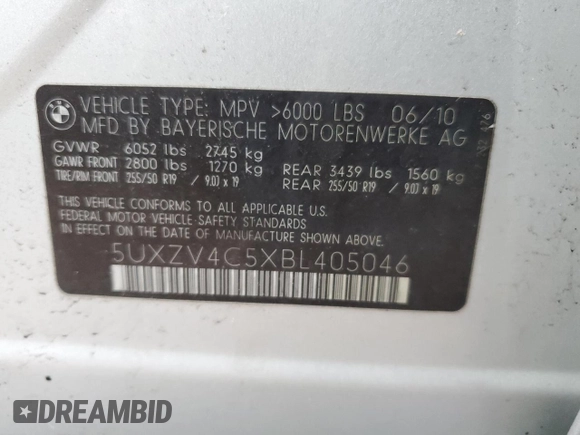 2011 BMW X5 35i with VIN 5UXZV4C5XBL405046, listed as a Copart auction lot 84447124 with 180,936 mi miles and Clean Title. Bid and sale history available at carsss.com. Image 12.