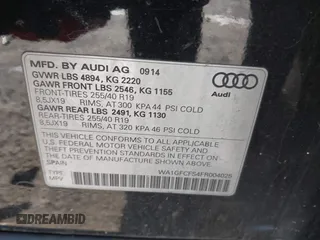 2015 Audi Q3 Prestige with VIN WA1GFCFS4FR004025, listed as a IAAI auction lot 41286031 with 103,132 mi miles and . Bid and sale history available at DreamBid. Image 9.