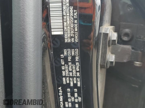 2016 FIAT 500X Easy with VIN ZFBCFXBT2GP364842, listed as a Copart auction lot 56557725 with 101,128 mi miles and Salvage title. Bid and sale history available at DreamBid. Image 13.