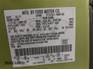 2012 Ford Escape XLT с VIN 1FMCU9DG4CKA96796, выставлен на аукционе IAAI как лот 41668646 с пробегом 92 430 миль миль и . История ставок и продаж доступна на DreamBid. Изображение 9.
