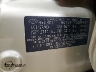 2004 Hyundai XG with VIN KMHFU45E54A322526, listed as a Copart auction lot 82060054 with 130,494 mi miles and Salvage Title. Bid and sale history available at carsss.com. Image 12.