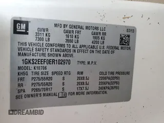 2014 GMC Yukon Denali with VIN 1GKS2EEF0ER102970, listed as a Copart auction lot 73739364 with 125,312 mi miles and Non Repairable. Bid and sale history available at carsss.com. Image 14.