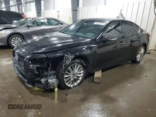 2019 Infiniti Q50 3.0t LUXE with VIN JN1EV7AR6KM557944, listed as a Copart auction lot 48793515 with 54,222 mi miles and Salvage Title. Bid and sale history available at carsss.com. Image 1.
