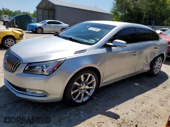 2014 Buick LaCrosse Leather with VIN 1G4GB5G30EF182725, listed as a Copart auction lot 52437685 with 89,906 mi miles and Salvage Title. Bid and sale history available at DreamBid. Image 1.