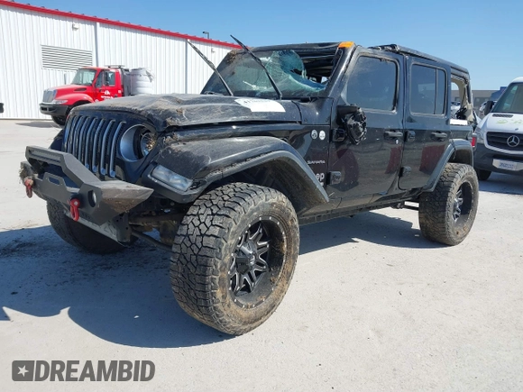 2019 Jeep Wrangler Unlimited Sahara with VIN 1C4HJXEG5KW518202, listed as a IAAI auction lot 41762229 with 91,995 mi miles and . Bid and sale history available at DreamBid. Image 2.