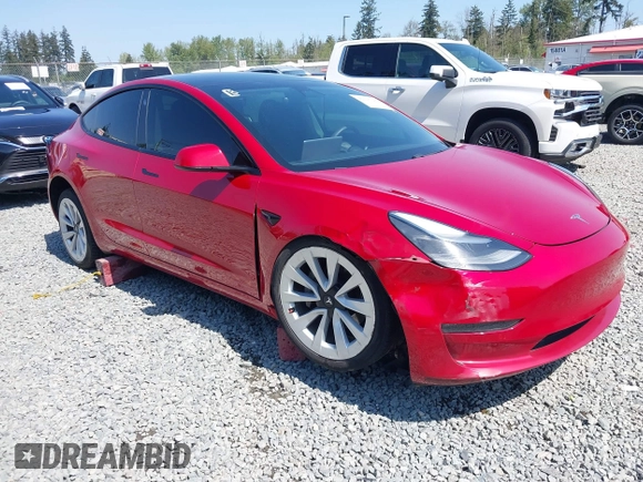 2021 Tesla Model 3 Long Range with VIN 5YJ3E1EB6MF054361, listed as a IAAI auction lot 42105247 with 58,986 mi miles and . Bid and sale history available at carsss.com. Image 1.