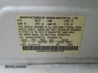 2008 Nissan Maxima 3.5 SE with VIN 1N4BA41E28C801181, listed as a Copart auction lot 81125094 with Not Provided miles and Clean Title. Bid and sale history available at carsss.com. Image 12.