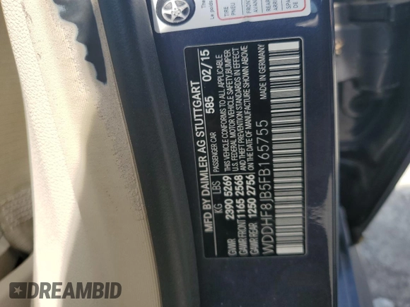 2015 Mercedes-Benz E 350 Luxury with VIN WDDHF8JB5FB165755, listed as a Copart auction lot 56584505 with 102,701 mi miles and Salvage title. Bid and sale history available at DreamBid. Image 12.