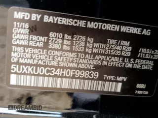 2017 BMW X6 sDrive35i with VIN 5UXKU0C34H0F99839, listed as a Copart auction lot 39993974 with 48,893 mi miles. Bid and sale history available at carsss.com. Image 13.