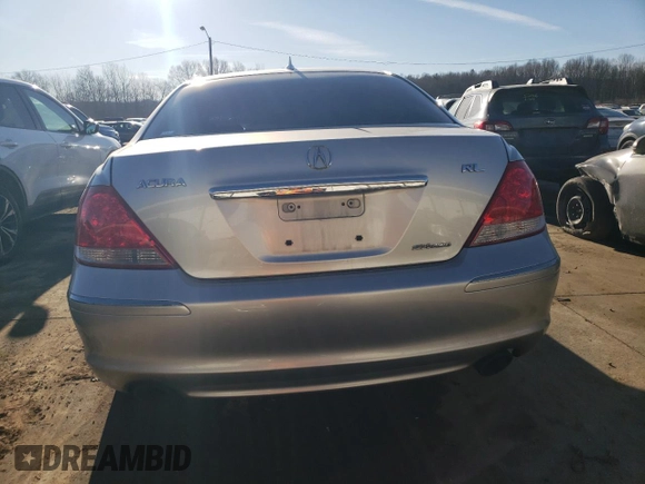 2005 Acura RL with VIN JH4KB16555C001760, listed as a Copart auction lot 42509665 with 0 mi miles and Salvage Title. Bid and sale history available at carsss.com. Image 6.