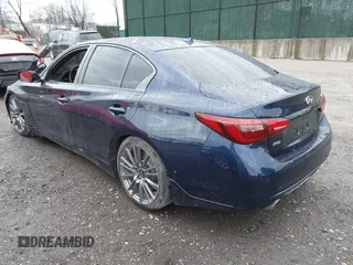 2021 Infiniti Q50 Red Sport 400 with VIN JN1FV7DR7MM880161, listed as a IAAI auction lot 41921069 with 27,323 mi miles and . Bid and sale history available at DreamBid. Image 3.
