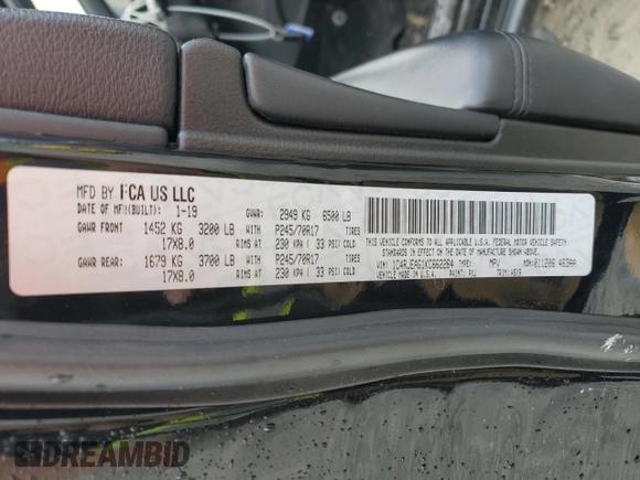 2019 Jeep Grand Cherokee Altitude with VIN 1C4RJEAG1KC662264, listed as a Copart auction lot 54262615 with 107,347 mi miles and Salvage title. Bid and sale history available at DreamBid. Image 14.