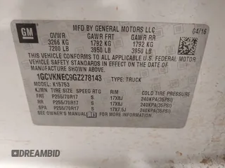 2016 Chevrolet Silverado 1500 LS with VIN 1GCVKNEC9GZ278143, listed as a IAAI auction lot 42131591 with 214,440 mi miles and . Bid and sale history available at DreamBid. Image 9.