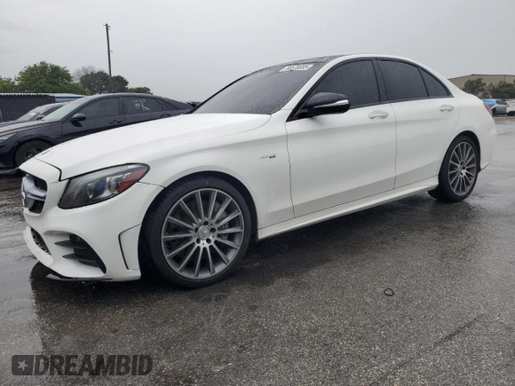 2019 Mercedes-Benz C 43 AMG with VIN 55SWF6EBXKU301576, listed as a Copart auction lot 56578005 with 98,509 mi miles and Salvage title. Bid and sale history available at DreamBid. Image 1.