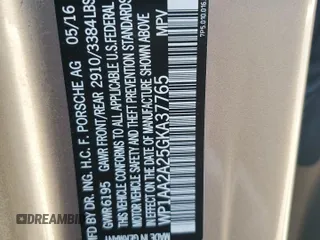 2016 Porsche Cayenne z VIN WP1AA2A25GKA37765, wystawiony jako Copart lot #54698215 z przebiegiem 100 290 mil mil oraz Szkoda całkowita • Salvage title. Historia ofert i sprzedaży dostępna na DreamBid. Obrazek 12.