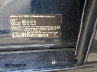 2013 BMW 3 Series 328i xDrive with VIN WBA3B3C53DF539650, listed as a Copart auction lot 60925975 with 70,914 mi miles and Salvage title. Bid and sale history available at DreamBid. Image 12.
