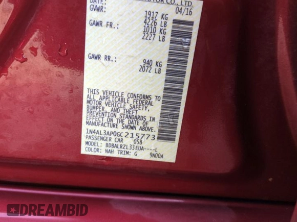 2016 Nissan Altima S with VIN 1N4AL3AP0GC215773, listed as a Copart auction lot 47141945 with 39,235 mi miles and Salvage Title. Bid and sale history available at carsss.com. Image 12.