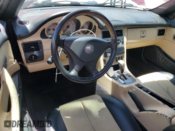 2001 Mercedes-Benz SLK 230 Kompressor with VIN WDBKK49F01F223928, listed as a Copart auction lot 58350145 with 102,651 mi miles and Salvage title. Bid and sale history available at DreamBid. Image 8.