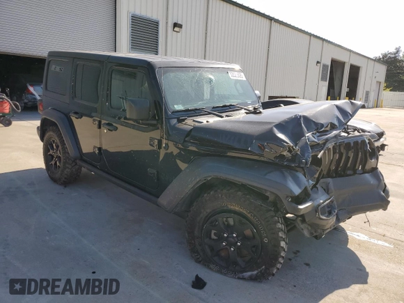 2021 Jeep Wrangler Unlimited Willys with VIN 1C4HJXDG4MW529583, listed as a Copart auction lot 53329625 with 119,697 mi miles and Salvage title. Bid and sale history available at DreamBid. Image 4.