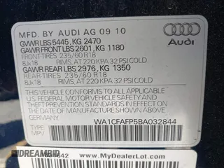 2011 Audi Q5 Premium z VIN WA1CFAFP5BA032844, wystawiony jako IAAI lot #42226412 z przebiegiem 148 649 mil mil oraz . Historia ofert i sprzedaży dostępna na DreamBid. Obrazek 9.