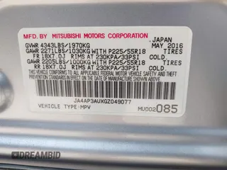 2016 Mitsubishi Outlander Sport 2.0 ES with VIN JA4AP3AUXGZ049077, listed as a IAAI auction lot 41679521 with 93,027 mi miles. Bid and sale history available at carsss.com. Image 9.