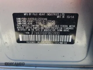 2015 Subaru WRX Premium z VIN JF1VA1F60F9822800, wystawiony jako Copart lot #57797145 z przebiegiem 154 251 mil mil oraz Szkoda całkowita • Salvage title. Historia ofert i sprzedaży dostępna na DreamBid. Obrazek 13.