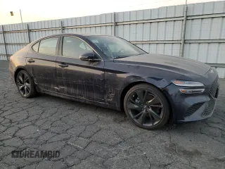 2023 Genesis G70 2.0T with VIN KMTG34TA5PU124271, listed as a Copart auction lot 82690964 with 8,844 mi miles and Salvage Title. Bid and sale history available at DreamBid. Image 4.