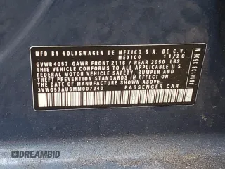 2021 Volkswagen Golf TSI с VIN 3VWG57AU6MM007240, выставлен на аукционе Copart как лот 65040124 с пробегом 6 144 миль миль и Списание • Salvage title. История ставок и продаж доступна на DreamBid. Изображение 12.