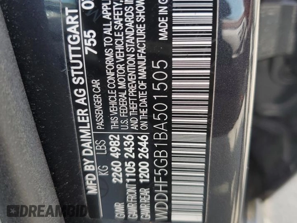 2011 Mercedes-Benz E-Class E 350 Luxury with VIN WDDHF5GB1BA501505, listed as a Copart auction lot 54344845 with 0 mi miles and Clean Title. Bid and sale history available at carsss.com. Image 12.