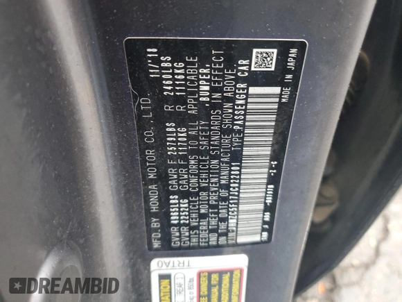 2018 Honda Clarity Plug-In Hybrid with VIN JHMZC5F17JC022801, listed as a Copart auction lot 84013154 with 106,590 mi miles and Clean Title. Bid and sale history available at carsss.com. Image 14.