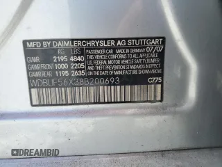 2008 Mercedes-Benz E 350 Luxury with VIN WDBUF56X38B200693, listed as a Copart auction lot 55208695 with Not Provided miles and Clean Title. Bid and sale history available at carsss.com. Image 12.