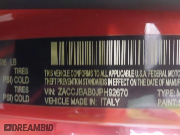2018 Jeep Renegade Sport z VIN ZACCJBAB0JPH92670, wystawiony jako IAAI lot #42469550 z przebiegiem Nie podano mil oraz . Historia ofert i sprzedaży dostępna na DreamBid. Obrazek 9.